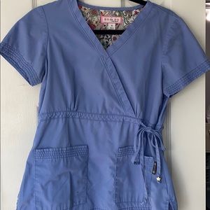 Koi ceil blue scrub top